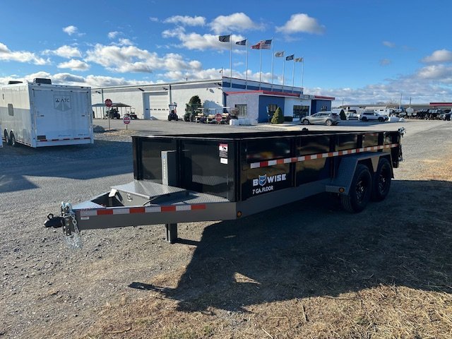 BWise 7 x 16 Heavy Duty Dump Trailer – Low Profile With Ramps
