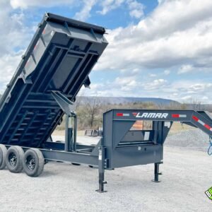 BARELY USED! 2025 Lamar 7×16′ Tri-Axle Gooseneck Dump Trailer 21000# GVWR
